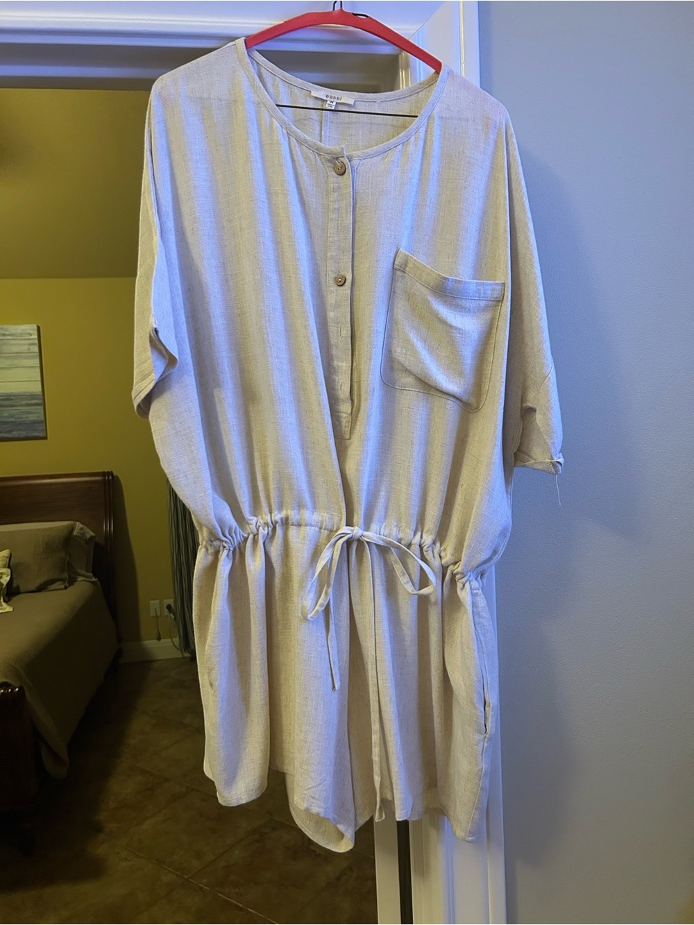 Light Beige Drawstring Romper